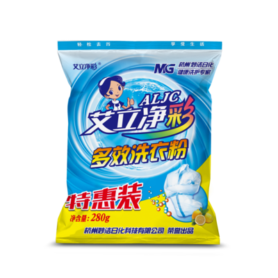 艾立净彩280克洗衣粉背